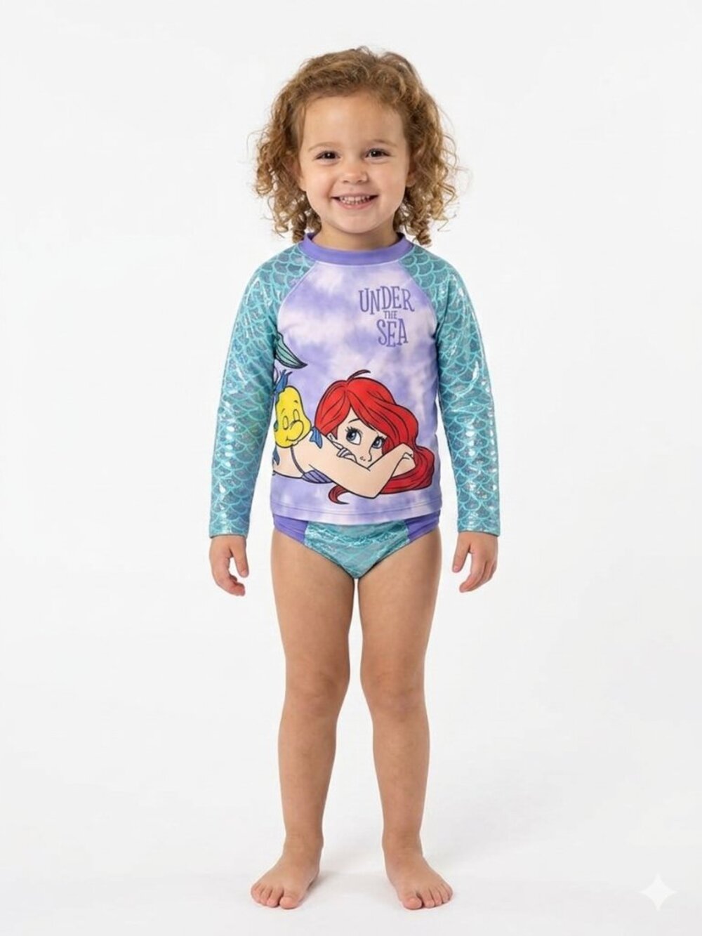The Little Mermaid Toddler Girls Rash Guard Swimsuit NWT 18 Months,2T